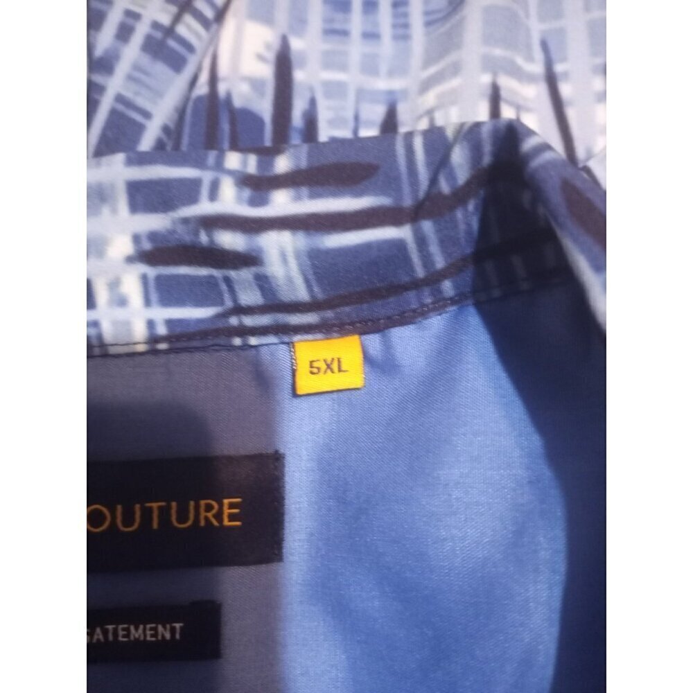 Suslo Couture Men’s Blue Geometric Short Sleeve Dress Button Shirt 5XL Brand New - Picture 11 of 15